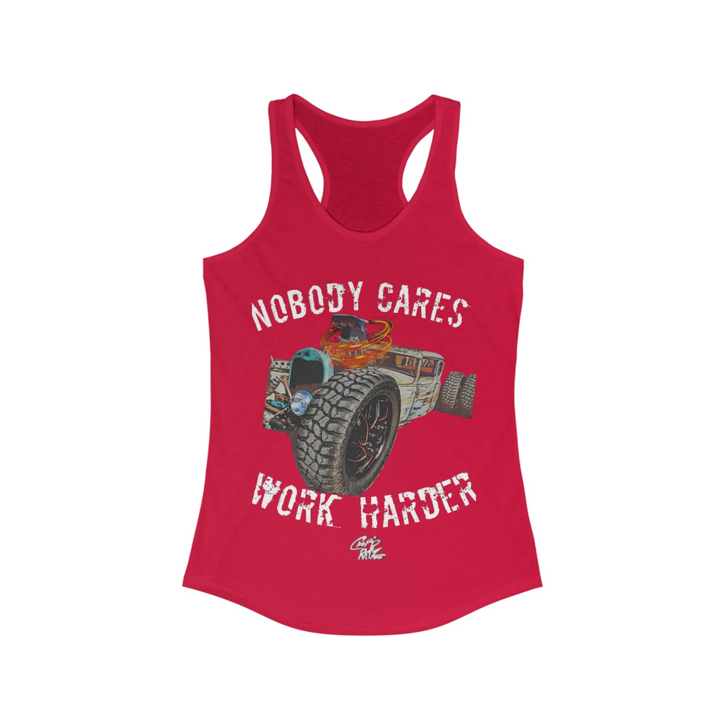 NOBODY CARES RATROD Women's Racerback Tank