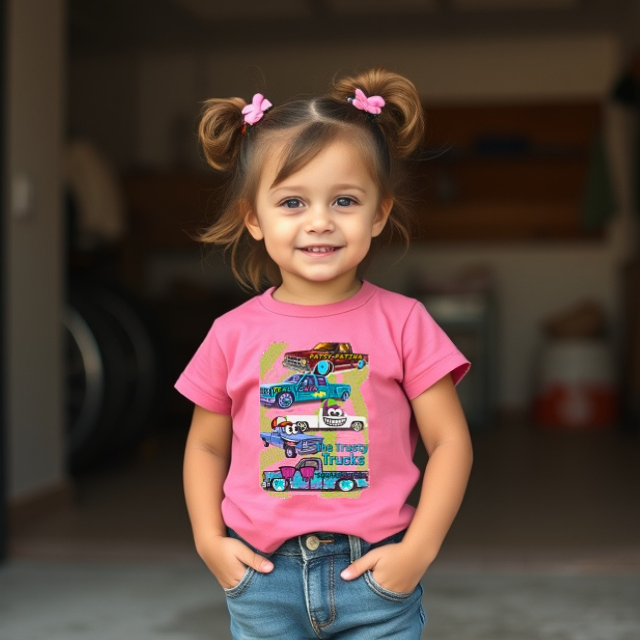 THE TRUSTY TRUCKS pink toddler shirt by author Candice Ballard, Chevy Trucks