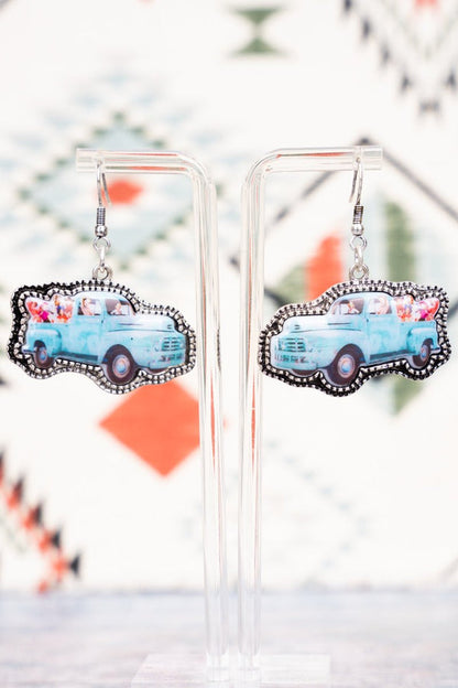 Truckin' Earrings: Red and Blue