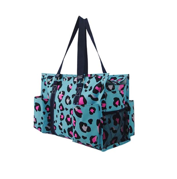 Neon Cheetah Zippered Organizer Tote Bag