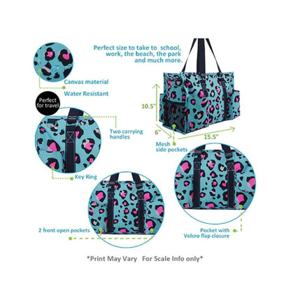 Neon Cheetah Zippered Organizer Tote Bag